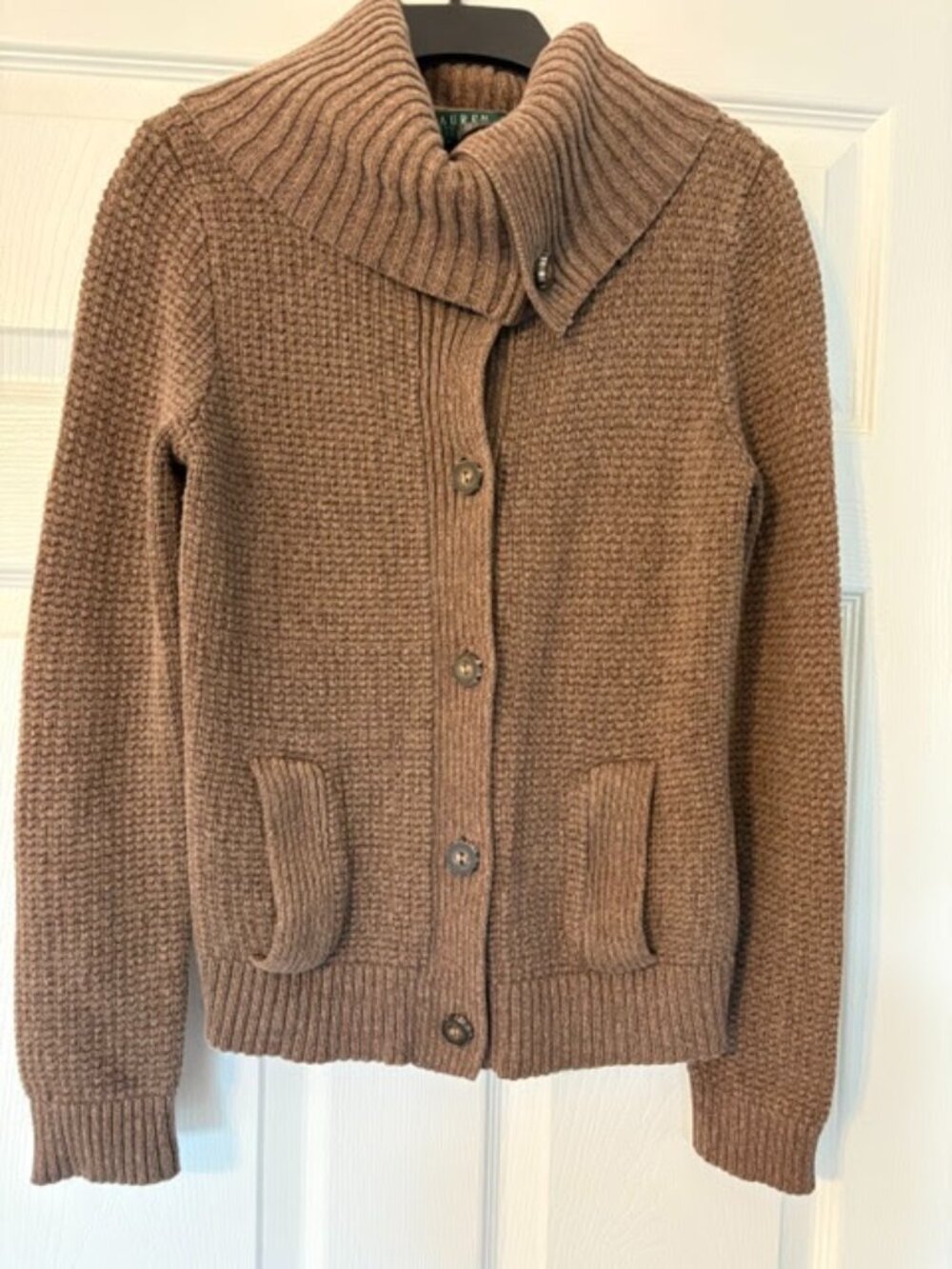 Lauren Ralph Lauren cotton brown cardigan size S petite